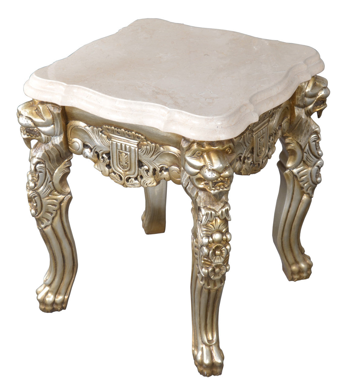 AFD Home Platina Lion End Table with Marble Top 12021175