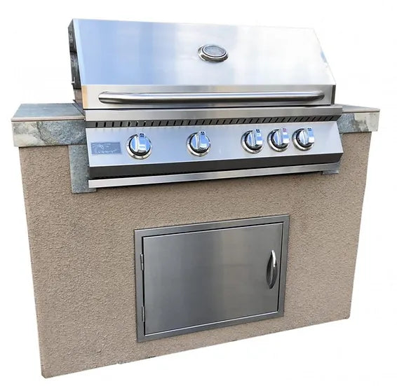 KoKoMo Panama 4' BBQ Island with 4 Burner Built In BBQ Grill