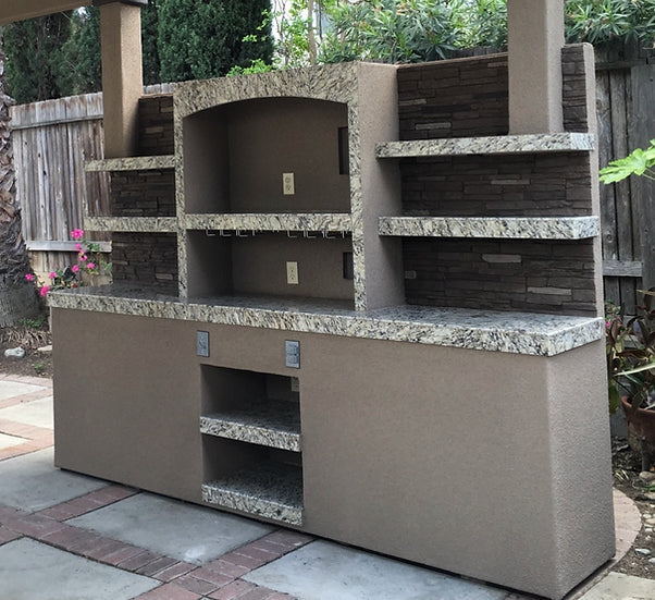 KoKoMo Outdoor Media T.V. Bar Center Shelves for Bartender and Lighting