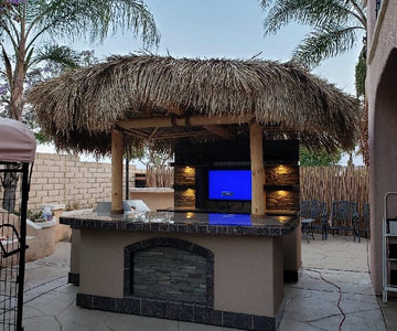 KoKoMo Outdoor Kitchen Palapa with Built-In BBQ Grill T.V. and Refridgerater