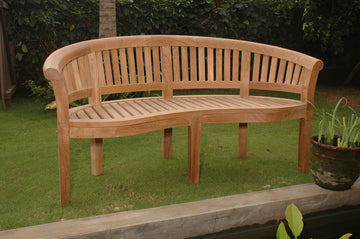 Anderson Teak Curve 3 Seater Bench Extra Thick Wood BH-005CT