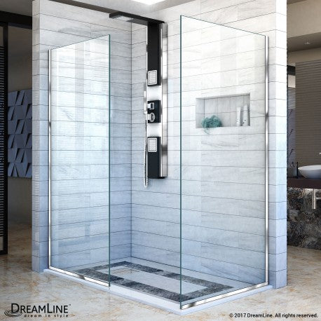 DreamLine Linea Two Individual Frameless Shower Screens 30 in. W x 72 in. H each, Open Entry Design in Chrome SHDR-3230302-01