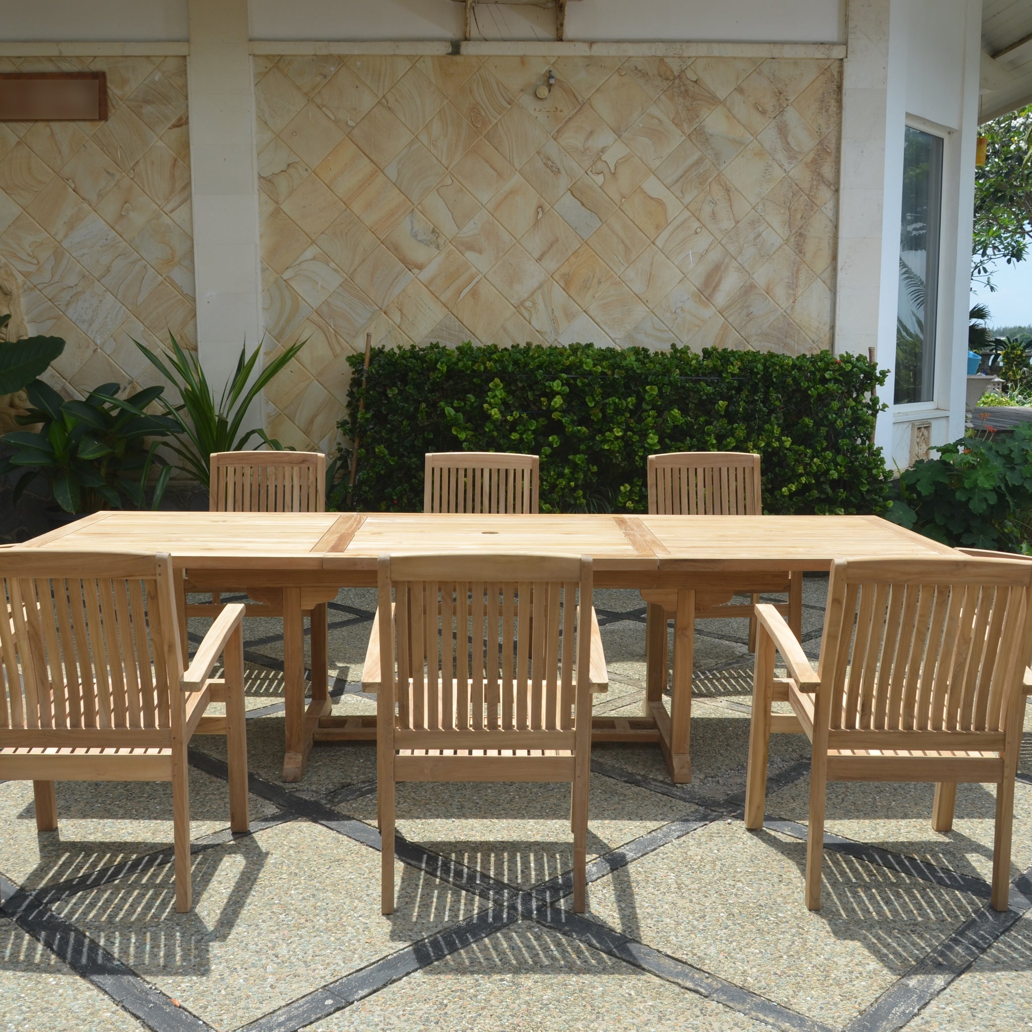 Anderson Teak Bahama Stackable Sahara 9-Pieces Rectangular Dining Set A (Set-77)