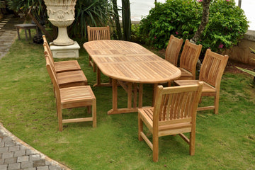 Anderson Teak Sahara Dining Side Chair 9-Pieces Oval Dining Set (Set-76)